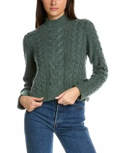 Flash Sale 😉 Hannah Rose Ella Crop Cable Wool & Cashmere-Blend Sweater for 👩 women 🤩