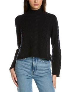 Hot Sale 🎉 Hannah Rose Ella Crop Cable Wool & Cashmere-Blend Sweater for 👩 women 🛒
