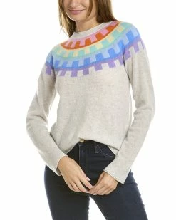 New 👏 Hannah Rose Rick Rack Cashmere Sweater for 👩 women ⌛