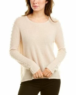 New 🎉 Hannah Rose Pearl Sleeve Cashmere Pullover for 👩 women ⭐