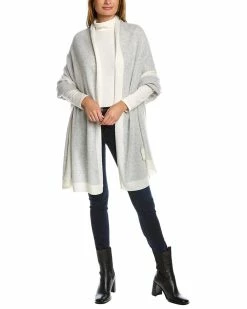 Best Pirce 💯 Hannah Rose Contrast Border Cashmere Travel Wrap for 👩 women 🔔